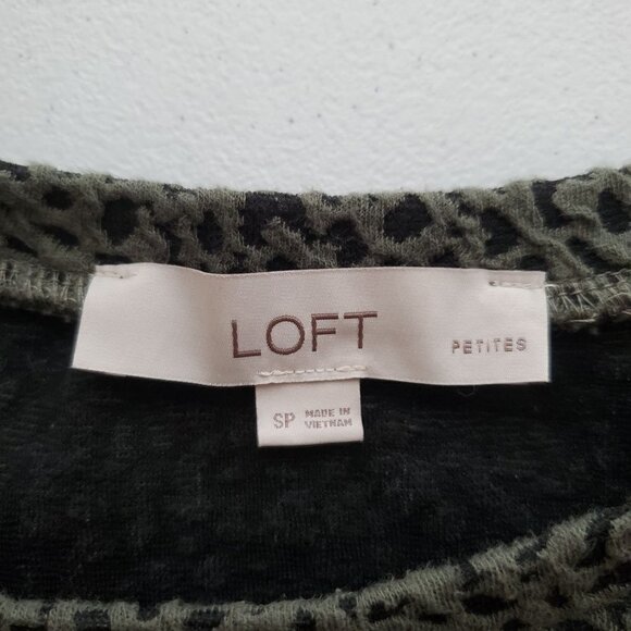 Loft Small Petite SP Green Black Textured Sheath Dress Pockets Short sleeve - Picture 3 of 10